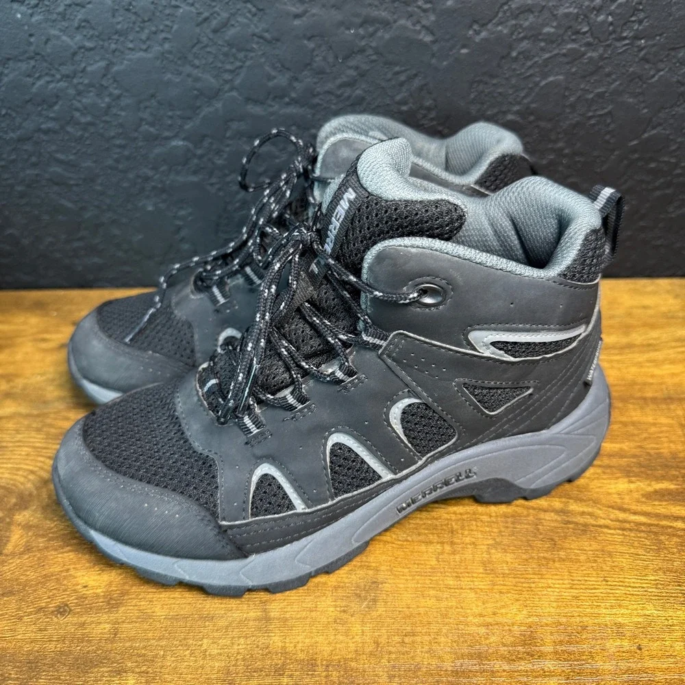 Merrell MK265426 Black‎ Grey PU Textile Waterproof Hiking Boots Youth 3.0M